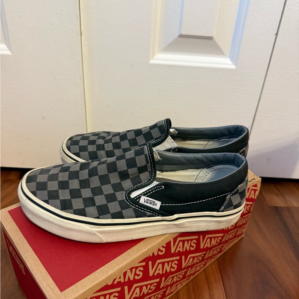 Vans Slip-On Shoes - Black and Gray Checkerboard